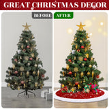 EverMerry Christmas Tree Skirt, Christmas Skirt Tree for 6ft Tree, 36 inches Thick Red Velvet with Sequin and White Plush Tree Skirts for Christmas Tree and Holiday Party Decorations EverMerry