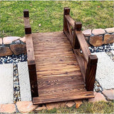 5 FT Wooden Garden Bridge, Classic Wood Arc Footbridge w/Safety Rails & 400 lbs Capacity, Decorative Pond Bridge for Outdoor Garden Yard Back Yard Creek Farm WoodArtSupply