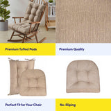 Sweet Home Collection Rocking Chair Cushion Premium Tufted Pads Non Skid Slip Backed Set of Upper and Lower with Ties, 1 Count (Pack of 1), Taupe Sweet Home Collection