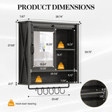 RoyalCraft 28in Bathroom Cabinet Wall Mount with Sliding Mirror Door, Over The Toilet Storage Cabinet, Farmhouse Medicine Cabinet with Shelves and Towel Bar for Living Room, 28" W x 29" H, Dark Grey RoyalCraft