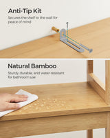 SONGMICS Over The Toilet Storage Cabinet, Bathroom Cabinet with Adjustable Inside Shelf and Bottom Stabilizer Bar, Space-Saving Toilet Rack, Cloud White UBTS010W01 SONGMICS