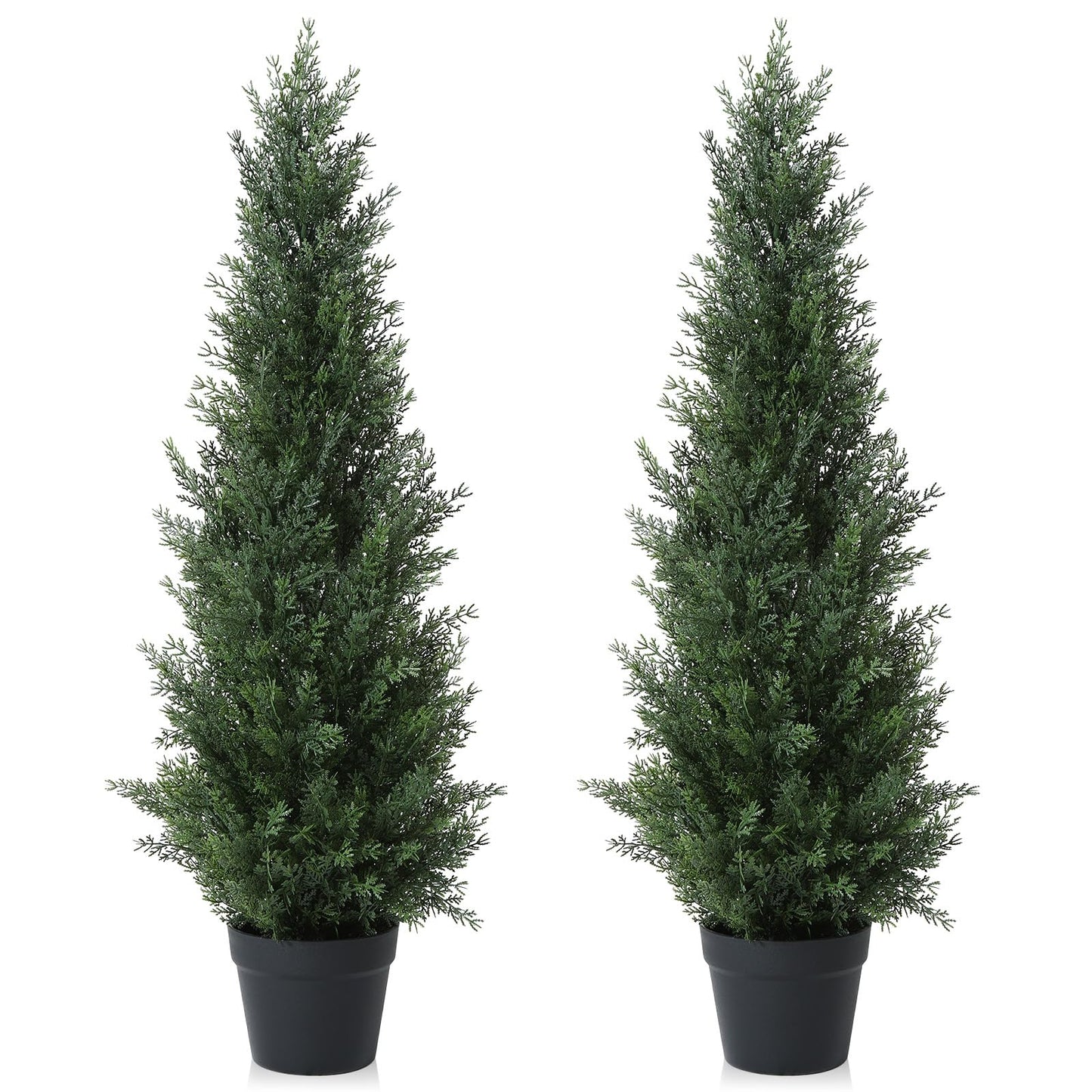 Laiwot 3FT Artificial Cedar Topiary Trees for Outdoors Potted Fake Cypress Trees Faux Evergreen Plants for Home Porch Decor Set of 2