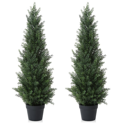 Laiwot 3FT Artificial Cedar Topiary Trees for Outdoors Potted Fake Cypress Trees Faux Evergreen Plants for Home Porch Decor Set of 2