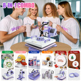Whubefy 15x15 Heat Press Machine for T Shirts 8 in 1 Combo with 30oz Tumbler Press, Slide Out & Swing Away, Dual Tube Fast Heating, 3 Preset Modes & Counting Function for Bulk DIY Hats, Mugs, Plates Whubefy