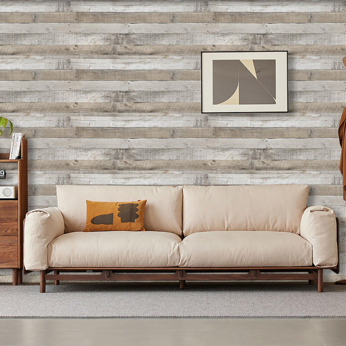 LXCREAT Faux Wood Butcher Block Contact Paper, Shiplap Peel and Stick Wallpaper Wooden Planks for Walls 17.5"X118", Natural Grey Self Adhesive Removable Rustic Wallpaper for Shelf Kitchen Decoration LXCREAT