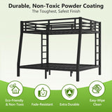 MJQFVM Full XL Over Queen Bunk Bed with 2 Ladders for Adults, Heavy Duty Metal Frame & Full Guardrails, Reinforced No-Sag Metal Slats, Space Saving for Guest Room, Dorm, Kids Bedroom, Black MJQFVM