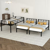 Bellemave Twin Over Twin Over Twin Bunk Bed for 3 Kids, Heavy Duty Triple Bunk Bed with Guardrails and Ladder, Twin Over Twin Over Twin Triple Bunk for Kids, Teens, Black Bellemave