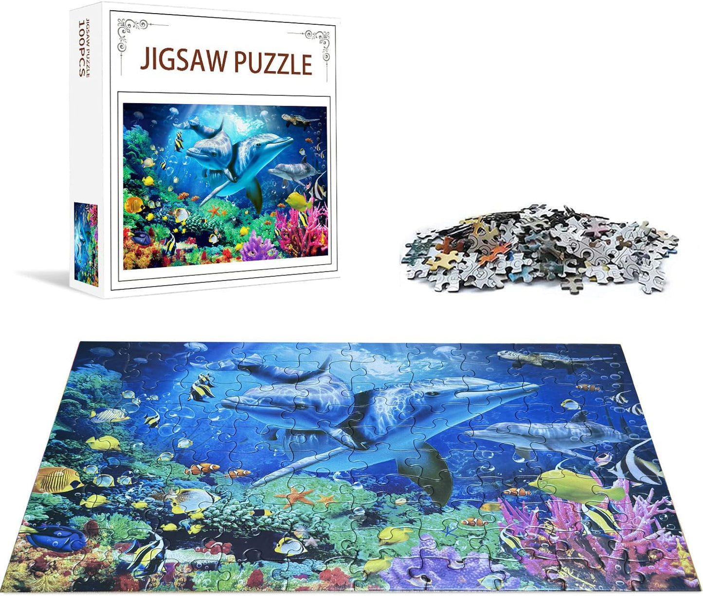 Nattork Jigsaw Puzzles 100 Pieces for Kids Youth Puzzle Beginner (Sea World) Pieces Fit Together Perfectly