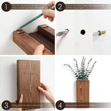 GRID FORTE Wood Wall Planter Set of 2, Wood Wall Pocket for Greenery and Dried Flowers, Indoor Wood Hanging Vase, Modern Farmhouse Wall Decor for Eucalyptus Stems Decorations (Walnut) GRID FORTE