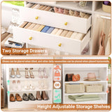 Besiost Closet System - 5FT Small Closet System with Drawers, 60" Closet Organizer System with Reversible Hanging Shelving, Closet Systems for Small/Walk-in Closets, White Besiost