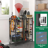 keomaisyto Garden Tool Organizer for Garage Organization, 3 Tier Yard Tool Storage Rack with 35 Long-Handled Tool Slots, Heavy Duty Garden Tool Holder with Large Hooks for Shed, Yard, Garage keomaisyto