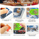 JOOZ Large Christmas Diamond Art Kits for Adults - 5D Christmas Train Diamond Painting Kits, DIY Full Drill Snow House Diamond Art Painting, Gem Painting Kit for Gift Home Wall Decor 27.5 X 15.7 Inch JOOZ