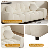 Nolohoo Boucle Cloud Sofa Couch, Comfy Deep Seat Sherpa Couch, 72.8" Upholstered Cozy Teddy 2 Seat Marshmallow Couch with 2 Pillows, Oversized Loveseat Sofa for Living Room, Bedroom, Cream White Nolohoo