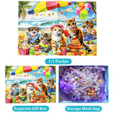 Puzzles for Kids Ages 4-8 6-8 8-10 Year Old and Seniors - Funny Cats Puzzle Beach Kitten Jigsaw Puzzles, 100 Piece Puzzle for Toddler Children Learning Educational Puzzles Toys for Boys and Girls Jeacirio