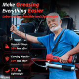 TaskStar Battery Grease Gun, Super Efficient Electric Grease Gun Kit with 2 Batteries and Charger, 39.4” Flexible Hose and Coupler, 10000 PSI Cordless Grease Gun with Super Bright LED Light, Red TaskStar