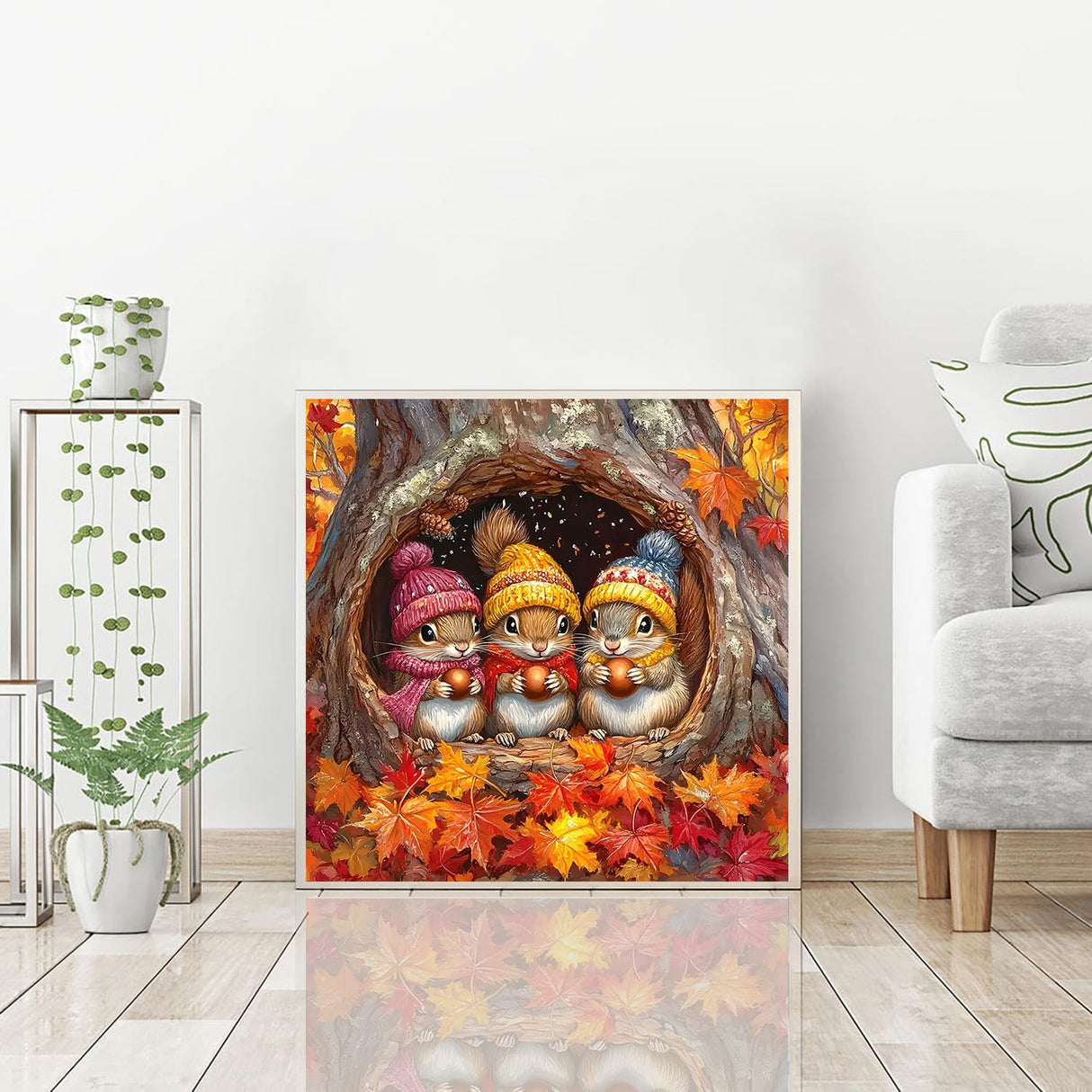 igoodom Diamond Art Kits for Adults, Fall Diamond Painting Kit, Full Drill Round Autumn Diamond Art Kits, DIY Gem Art and Crafts for Home Wall Decor Gift 14x14inch igoodom