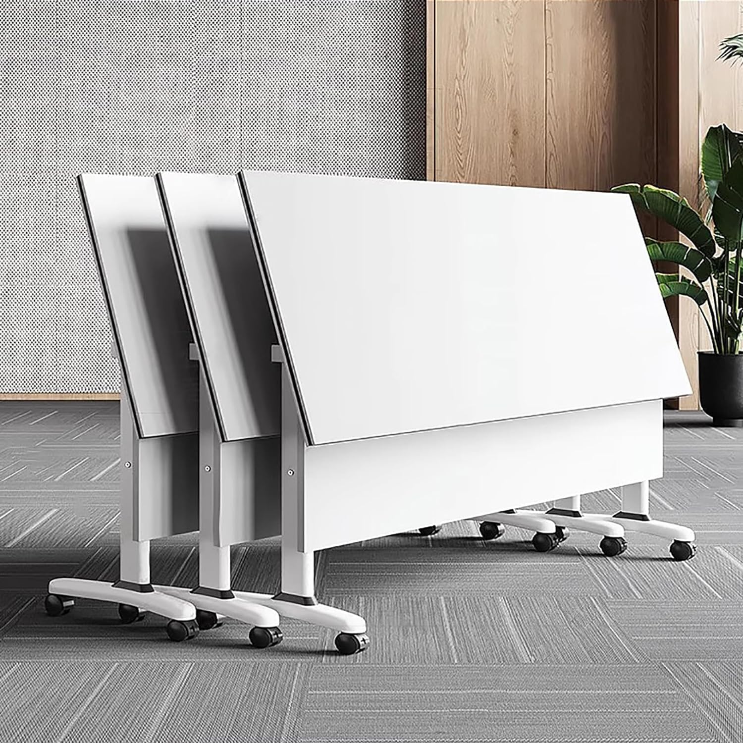 HSHBDDM Folding Conference Table Foldable Conference Table, Conference Rooms Flip Top Mobile Training Table, Folding Flip Top Office Meeting Table Mobile Conference Table for Office,Meeting R - WoodArtSupply