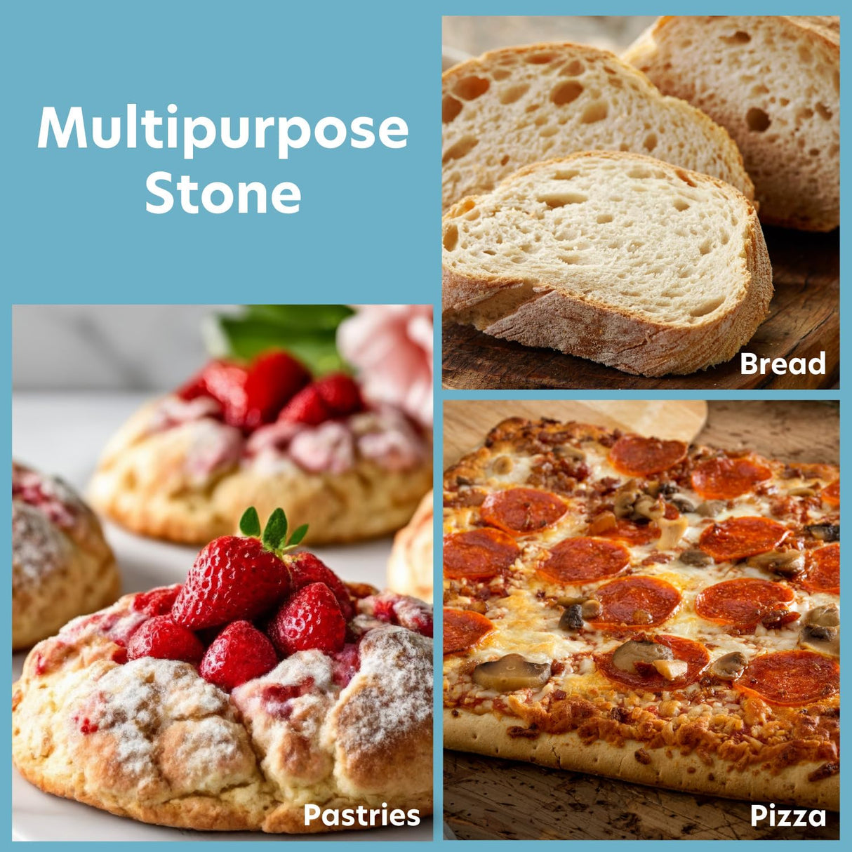 CucinaPro Pizza Stone for Oven, Grill, BBQ- Extra Thick 5/8" Cordierite Rectangular Baking Stone for Better Cooking- 16" x 14" Pan- Holds High Temp For Crispy Crust- Kitchen Essential Must Have Gift CucinaPro