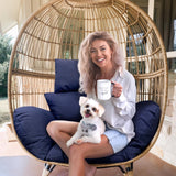 Yefound Hanging Basket Seat Cushion Egg Chair Cushion Waterproof Hanging Chair Cushion with Headrest Light Grey Yefound