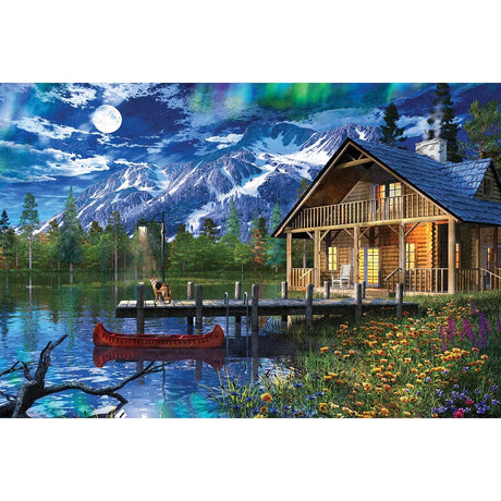 Springbok Majestic 1000 Piece Wooden Jigsaw Puzzle Moon Cabin Retreat Springbok