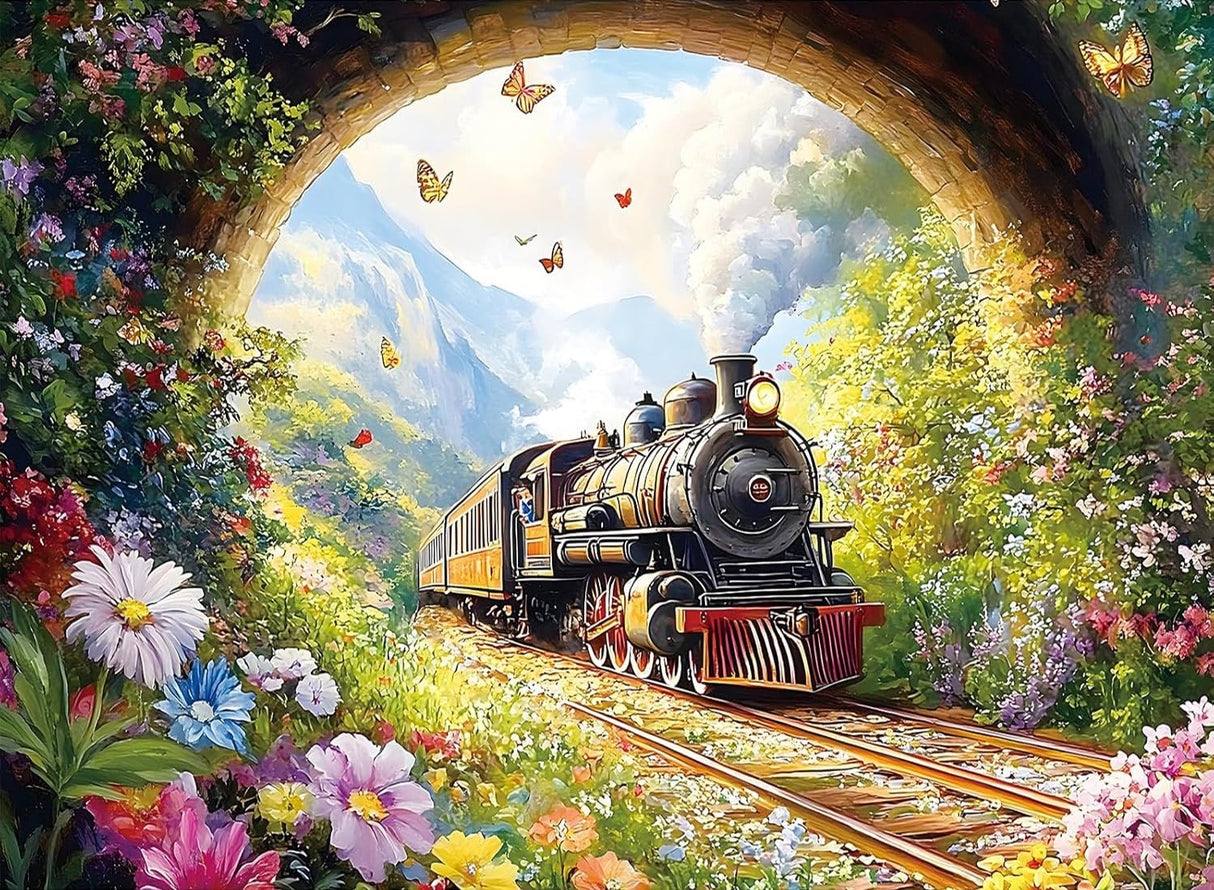 Fairyland JinWenn Diamond Art Kits for Adults Beginner, Steam Train Diamond Painting Kits 5D Diamond Dots Gem Art Crafts with Tools,Round Full Drill Funny Crafts for Home Wall Decor&Gift-12x16 inch Fairyland JinWenn