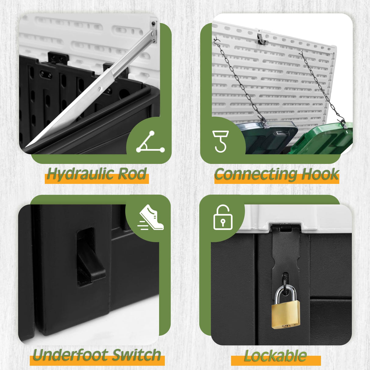 Greesum Outdoor Resin Storage Shed, 34 Cu.ft Horizontal Outdoor Storage Box Waterproof for Garden, Pool Storage, Black Greesum