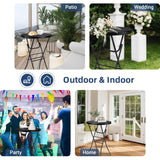 Byliable Cocktail Table 28in Folding Round High Top Indoor Outdoor with Removable Legs, Tall Bistro Foldable Bar Height Table for Parties, Patio, Backyard, Dining Room, Events, Black- 2PCS Byliable