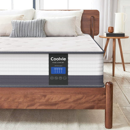 Coolvie 10 Inch Twin Mattress, Twin Size Hybrid Mattress Built in Pocketed Coils and Gel Memory Foam Layer, Low Motion Transfer & Breathable Twin Mattress in A Box