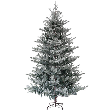 HOMCOM 9ft Nordic Pine Artificial Christmas Tree with 1939 Snow Flocked Tips, Foldable Metal Stand, Easy Assembly, Hinged Xmas Tree for Home Office Holiday HOMCOM