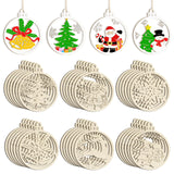 36PCS Wooden Hollow Christmas Ornaments for Paint Christmas Tree Decorations 6 Styles, DIY Blank Unfinished Wood Reindeer Santa Claus Snowman Snowflake Angle Cutouts for Crafts Winter Hanging Decora Sophena