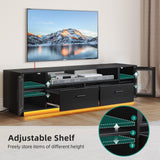 YITAHOME TV Stands for Living Room, Modern TV Stand for 65/70 inch TV, LED TV Entertainment Center with Storage & Power Outlets, TV Console Cabinet, Black YITAHOME