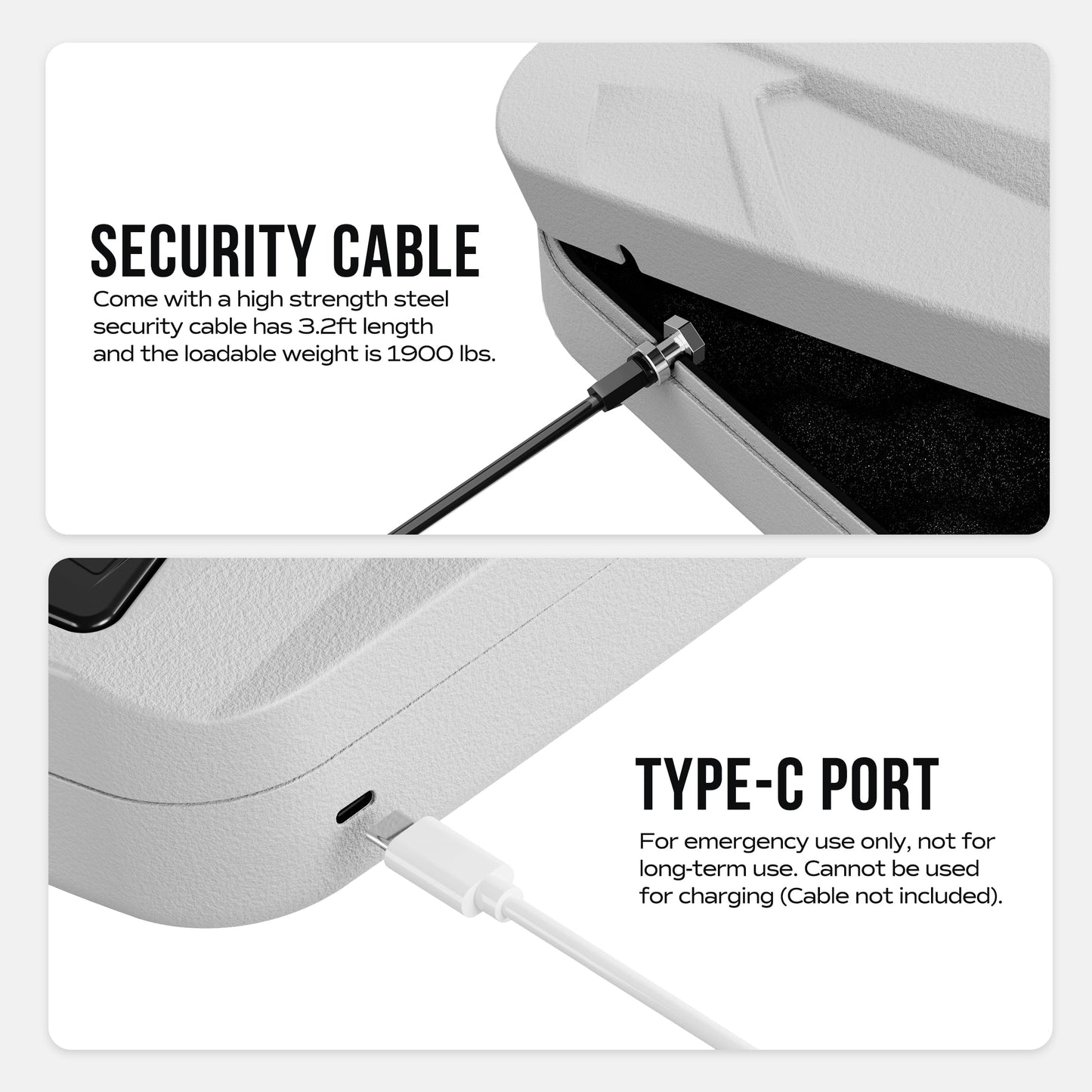 RPNB Gun Safe, Biometric Gun Safe for Handgun, Pistol Safe for Nightstand with Biometric Fingerprint, Digital Backlit Touchpad,White