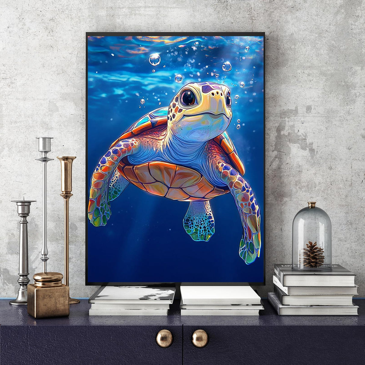 KINPLUB Sea Turtle Diamond Painting Kits for Adults Beginners, Turtle Diamond Art Kits for Adults, DIY Full Drill Round Gem Art Dots for Home Wall Decor 12x16 Inch KINPLUB
