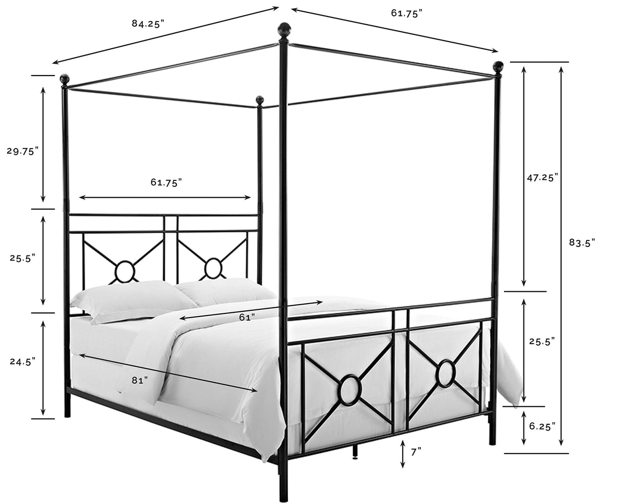 Crosley Furniture Montgomery Canopy Bed Set, Black, Queen Crosley Furniture