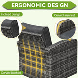 Suvivityse 6 Pieces Patio Furniture Set Sectional Rattan Wicker Outdoor Conversations Sets with Table and Ottomans for Garden, Poolside, Backyard (Grey) Suvivityse