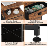 Furnulem Tall 5 Drawers Dresser, Vertical Storage Tower Fabric Dresser for Bedroom, Hallway, Entryway, Nursery, Closet Organizer, Nightstand Bedside Table Furniture, Sturdy Steel Frame, Wood Top Furnulem