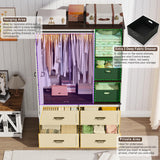 Farmhouse 3 Doors Armoire Wardrobe Closet w/Folding Sliding Barn Door and Lights, LED Armoire Closet w/Drawers for Bedroom, Freestanding Wooden Wardrobe Storage Closets w/Hanging Rod,Antique White jiteentarou