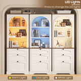 Bookshelf with File Drawers for Letter/A4/Legal Size Hanging Files, 68" Tall Farmhouse Bookcase with 3-Tier Open Shelves, Wood Floor Display Storage Cabinet for Home Office, Living Room, Rustic White Vabches