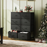 WLIVE Fabric Dresser for Bedroom, Tall Dresser with 8 Drawers, Storage Tower with Fabric Bins, Double Dresser, Chest of Drawers for Closet, Living Room, Hallway, Charcoal Black WLIVE
