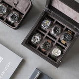 TAWBURY 6 Slot Wood Watch Box - Unisex Wooden Watch Box Crafted from Exquisite Kassod Wood | Compact Design, Fully Lined Interior, Soft-Close Metal Hinges, Push-Latch Locking System TAWBURY