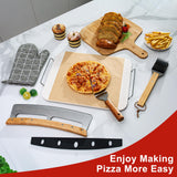 Zonzest Pizza Stone Set 8PCS – Professional 15" Large Pizza Stone for Oven and Grill With Pizza kit, Pizza Cutter, Server, Pizza Peel, Gloves, Baking Paper Baking Stone for Grill -Pizza Peel Set ZONZEST