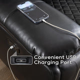 Power Recliner Sofa Set 3 Piece with Bass Speakers for Living Room,Faux Leather 3 Seater Reclining Couch with Wireless Charger and Loveseat Theater Seating,Electric Recliner Chair with LED Light,Black Comfort Stretch