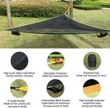 LACE INN Triangle Hammock, 13ft Camping Hammock with 3 Ratchet Tie Down Straps and Storage Bag, 3 Point Hammocks Portable Max 800 Lbs for 2-3 Adult Kid, Multi Person Tree Hammock for Outside Travel LACE INN