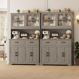BOTLOG 71" Pantry Storage Cabinet, Farmhouse Food Pantry Cabinet with Microwave Stand, Kitchen Hutch with Large Drawer and Shelves for Dining Room Farmhouse Grey BOTLOG