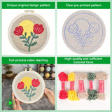 Enkor Punch Needle Kit Adults Beginner,Needle Punch Embroidery Kits Beginners Kids Include Instructions Video, Fabric,Hoop,Yarns,Threader-Flowers Love F1 Enkor