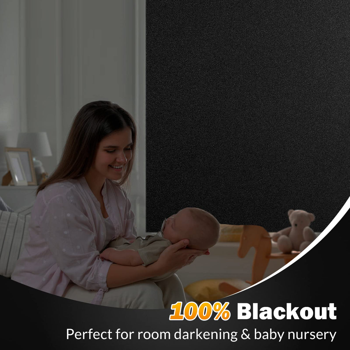 rabbitgoo Blackout Window Film, Sun Blocking Privacy Cover for Glass, Removable Opaque Room Darkening Dark Black Out Window Covers Tint Shades for Home Day Sleep Light Blocker 17.5 x 78.7 Inches rabbitgoo