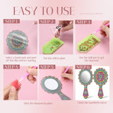 Threehoney 4 Pcs Diamond Painting Mirror Handheld Kits Valentine Christmas Art Gifts Compact Decorate Your Own Mirror for Hand DIY Crafts Threehoney