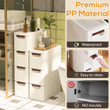 4 Drawers Slim Bathroom Storage Cabinet Dresser, Narrow Plastic Rolling Cart Organizer with Drawers, for Small Spaces, Kitchen, Laundry, Office, Bedroom, White YABORAS