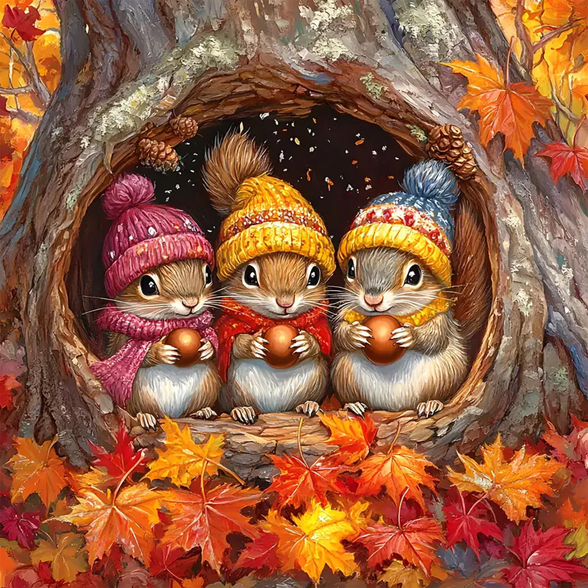 igoodom Diamond Art Kits for Adults, Fall Diamond Painting Kit, Full Drill Round Autumn Diamond Art Kits, DIY Gem Art and Crafts for Home Wall Decor Gift 14x14inch igoodom