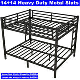 LEEKOUS Upgraded Version Thicken Metal Queen Over Queen Bunk Bed, Stronger Heavy Duty Steel Bunk Beds Queen Over Queen Size with Ladder and Guard Rail for Adults, Easy Assembly (Queen Over Queen) LEEKOUS